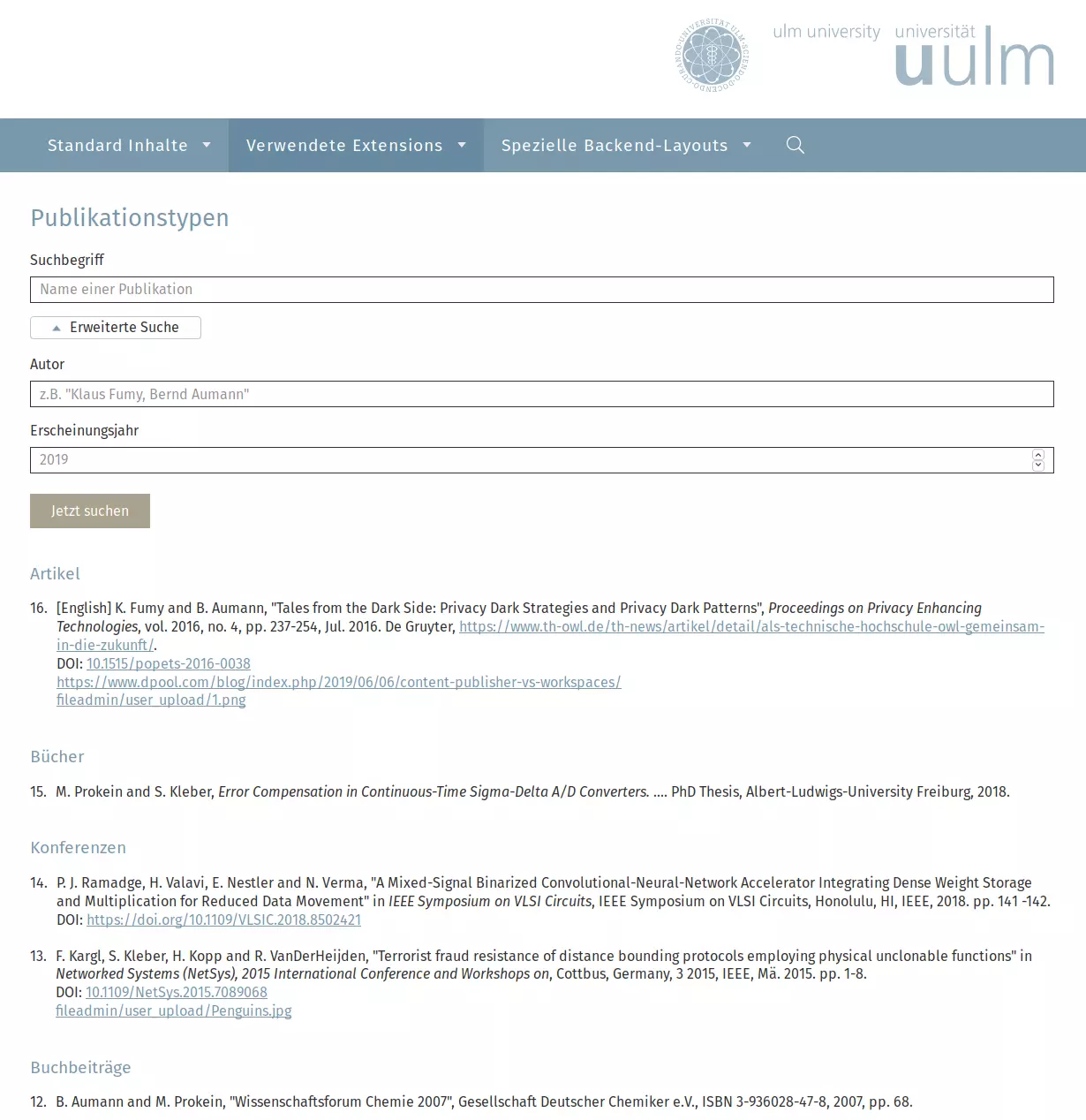 Publications view for your university