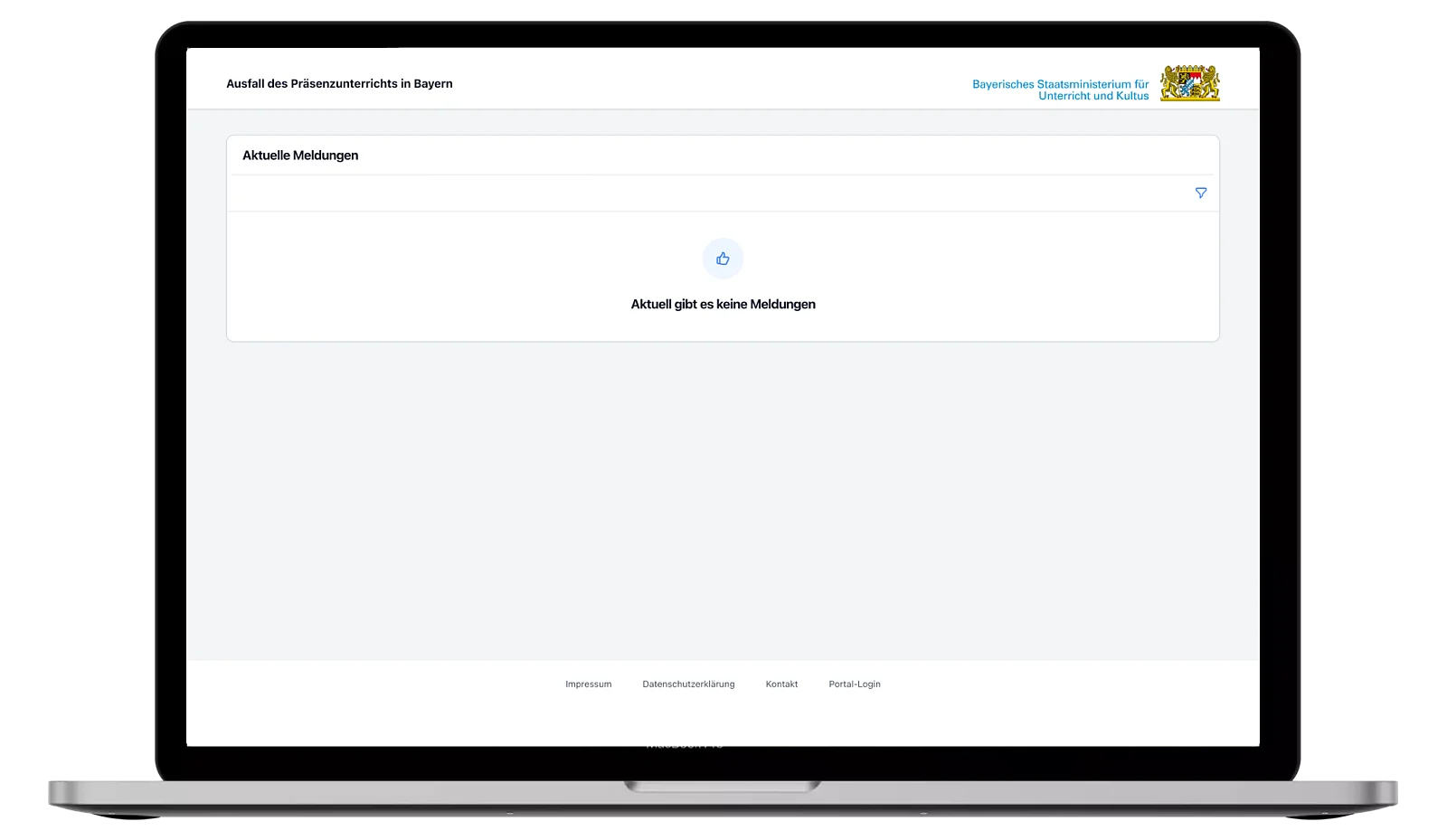 Mockup Website Unterrichtsausfall Bayern