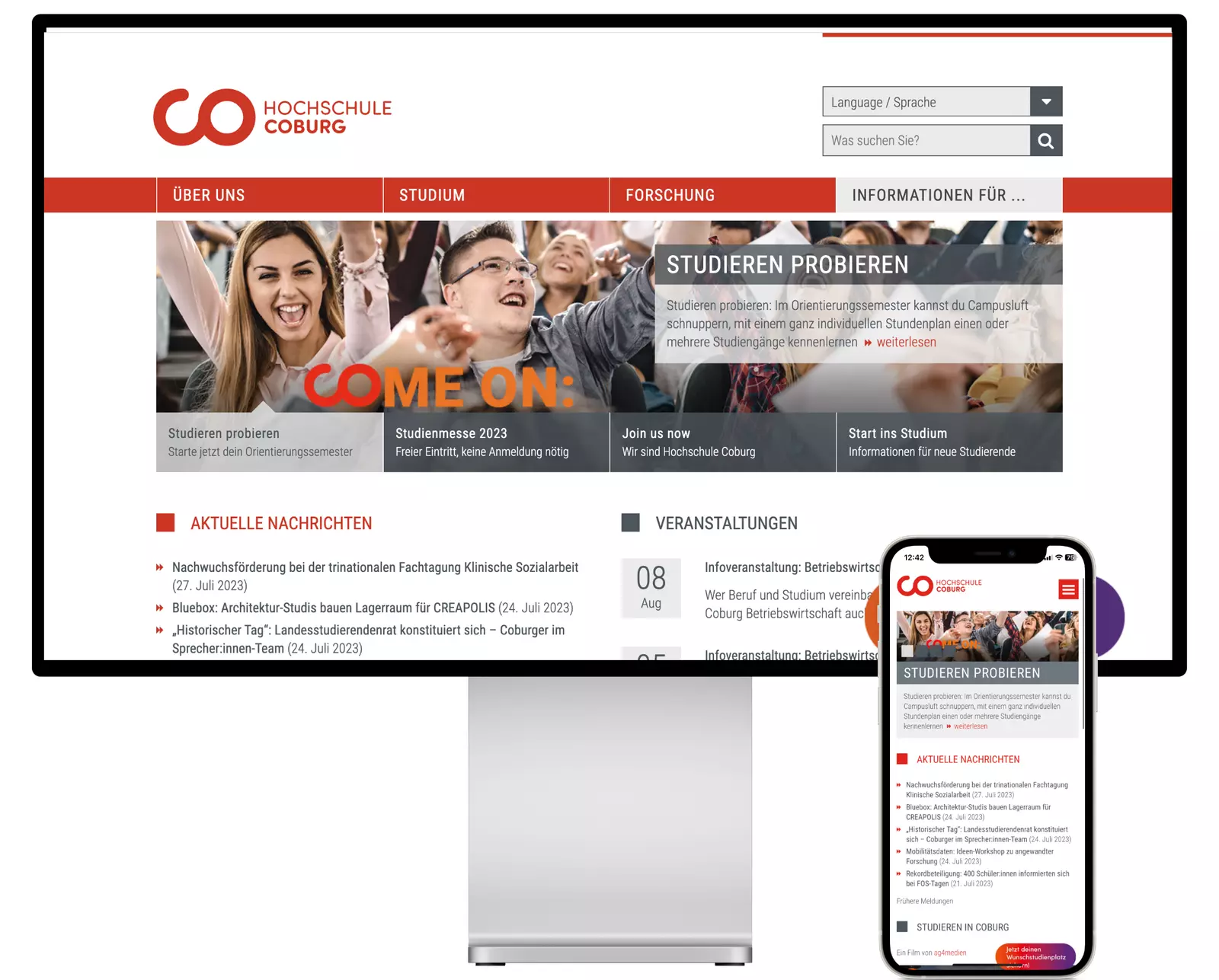 Website of the HS Coburg