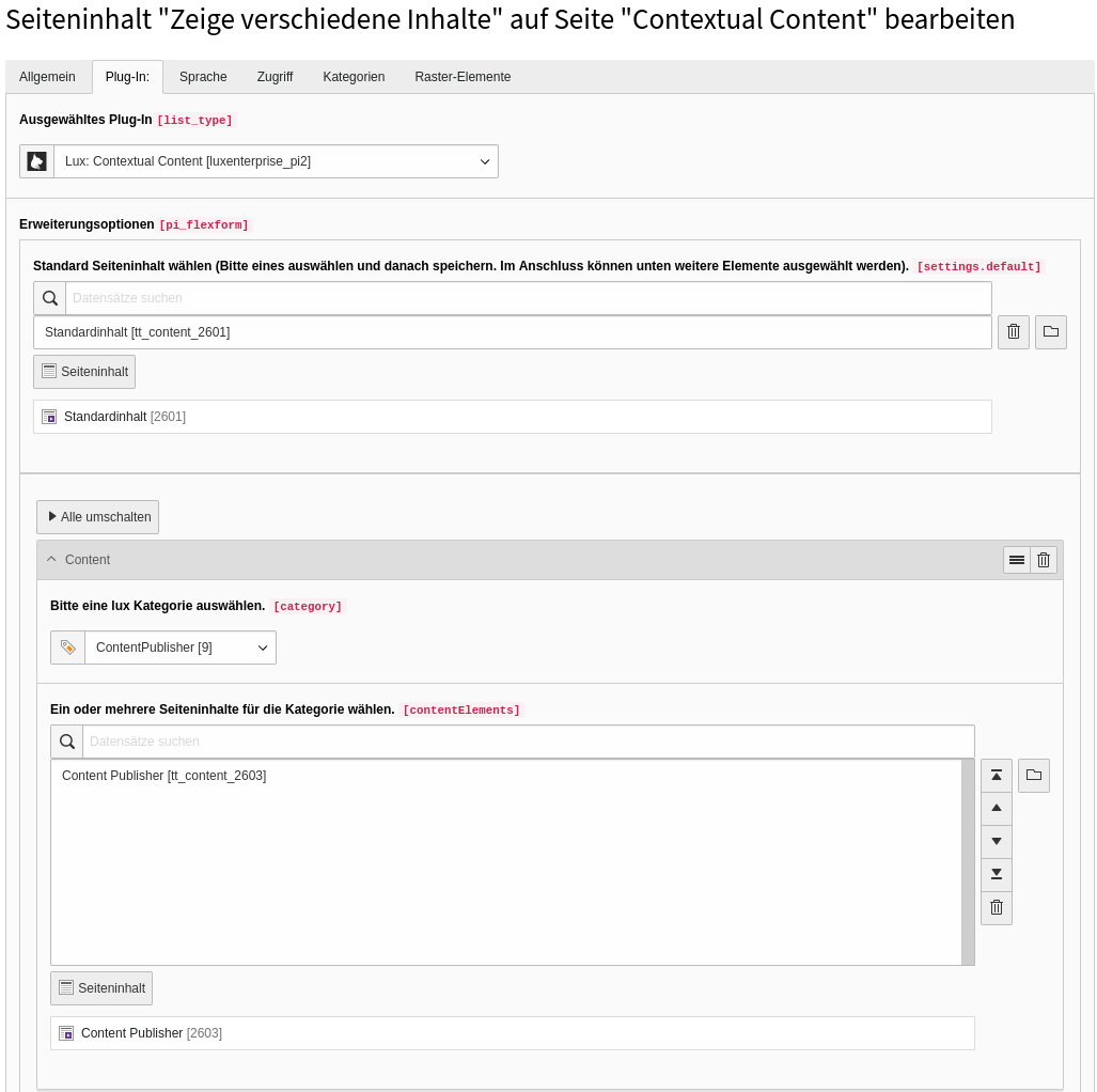 TYPO3 Plugin Contextual Content zur Anzeige relevanten Inhalts