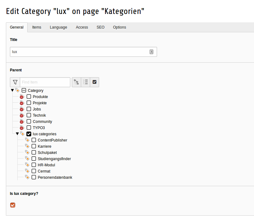 Kategorisierung: Seiten und Downloads können in TYPO3 einfach kategorisiert werden um ein Kategorie-Scoring aufzubauen.