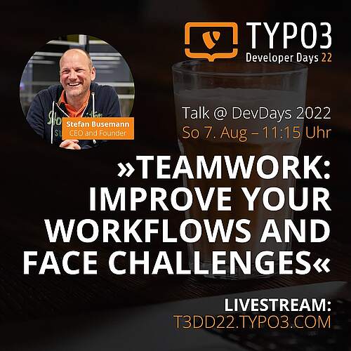 Beim zweiten Talk von @busemanns auf den #T3DD22 geht es um #Teamwork - „I want to share with you some findings, what we...